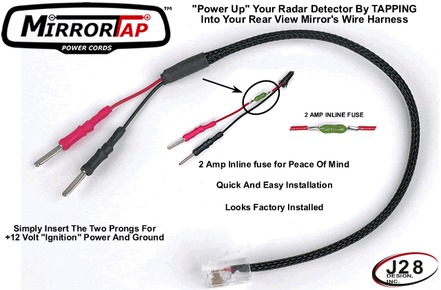 MirrorTap, Radar Detector Power Cord w/ Inline Fuse, Corvette C7 Models STINGRAY/Z51/Z06